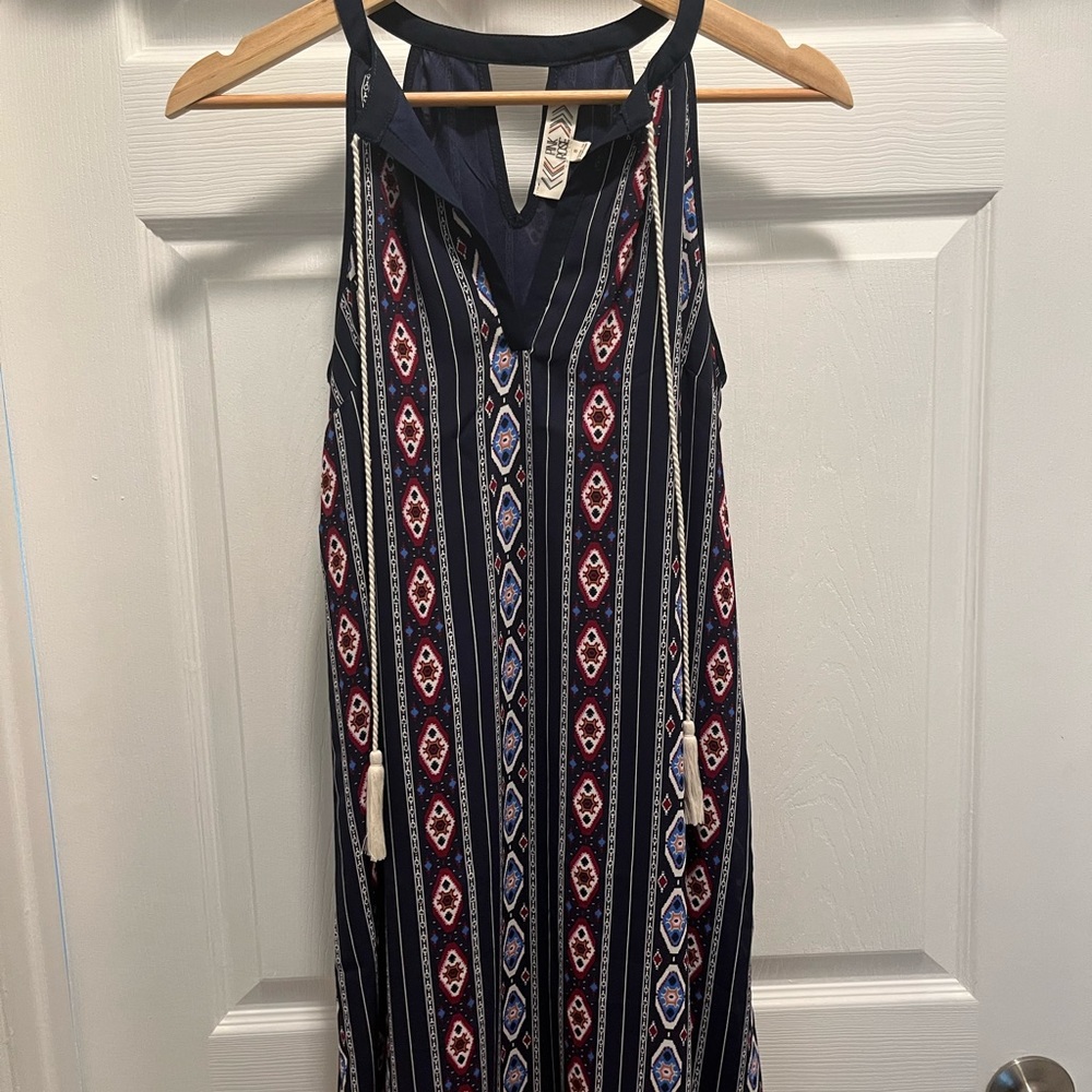 Pink Rose patterned navy dress